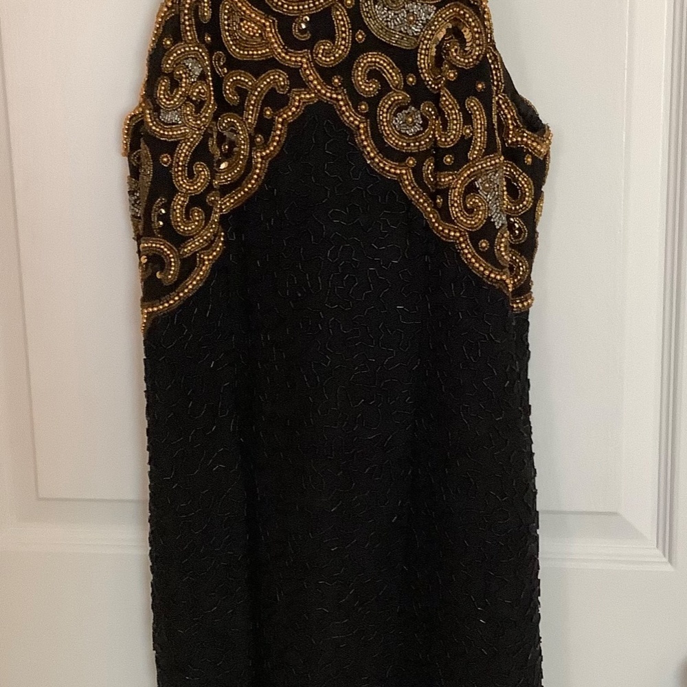 Vintage Laurence Kazar Black Beaded Cocktail Dress - Picture 7 of 11